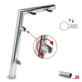 RVS design linker staander, model 121, Ø 38,1 mm (1,5")