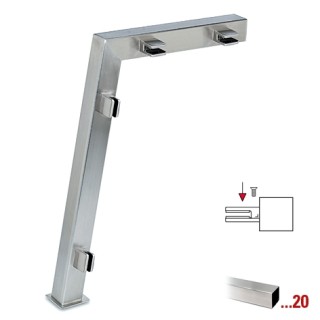 RVS design rechter staander, model 122, 20 x 20 mm