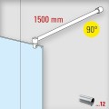 Chroom design douchewand stabilisatie set 6022, L 1500 mm, muur aansluiting 45°