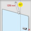 Chroom design douchewand stabilisatie set 6021, L 1250 mm, muur aansluiting 90°