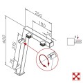 RVS design linker staander, model 123, 35 x 35 mm