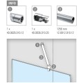 RVS design douchewand stabilisatie set 6021, L 1250 mm, muur aansluiting 90°