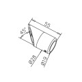 RVS design muur flens 45°, Ø 19 mm
